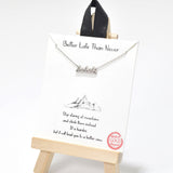 95730, GOLD DIPPED, "BETTER LATE THAN NEVER" MOUNTAIN CUBIC ZIRCONIA NECKLACE