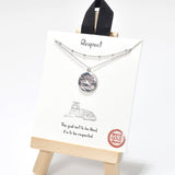 95731, GOLD DIPPED, "RESPECT" TIGER ENGRAVED CHARM DOUBLE LAYERED NECKLACE