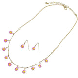 95735, DAINTY ENAMEL DAISY FLOWER CHARM NECKLACE