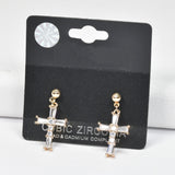 95750, CROSS CUBIC ZIRCONIA DANGLE EARRING