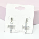 95750, CROSS CUBIC ZIRCONIA DANGLE EARRING