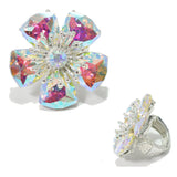 95760, FLOWER RHINESTONE STRETCH RING