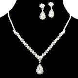 95767, TEARDROP CRYSTAL RHINESTONE ACCENT NECKLACE SET, WEDDING, BRIDAL, PROM