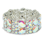 95771, OVAL RHINESTONE ACCENT STRETCH BRACELET, WEDDING, BRIDAL, PROM