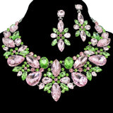 95775, MULTI SHAPE RHINESTONE EVENING NECKLACE SET, WEDDING, BRIDAL, PROM