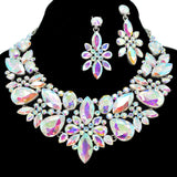95775, MULTI SHAPE RHINESTONE EVENING NECKLACE SET, WEDDING, BRIDAL, PROM