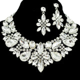 95775, MULTI SHAPE RHINESTONE EVENING NECKLACE SET, WEDDING, BRIDAL, PROM