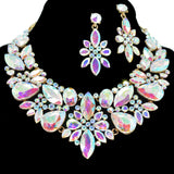 95775, MULTI SHAPE RHINESTONE EVENING NECKLACE SET, WEDDING, BRIDAL, PROM