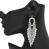 95932, CUBIC ZIRCONIA WITH CRYSTAL RHINESTONE DROP EARRING, WEDDING, BRIDAL, PROM