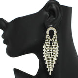 95932, CUBIC ZIRCONIA WITH CRYSTAL RHINESTONE DROP EARRING, WEDDING, BRIDAL, PROM