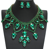 95943, TEARDROP RHINESTONE ACCENT EVENING NECKLACE SET, WEDDING, BRIDAL, PROM