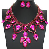 95943, TEARDROP RHINESTONE ACCENT EVENING NECKLACE SET, WEDDING, BRIDAL, PROM