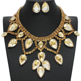 95943, TEARDROP RHINESTONE ACCENT EVENING NECKLACE SET, WEDDING, BRIDAL, PROM