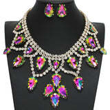 95943, TEARDROP RHINESTONE ACCENT EVENING NECKLACE SET, WEDDING, BRIDAL, PROM