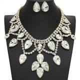 95943, TEARDROP RHINESTONE ACCENT EVENING NECKLACE SET, WEDDING, BRIDAL, PROM