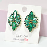 95946, MARQUISE RHINESTONE ACCENT EVENING CLIP ON EARRING, WEDDING, BRIDAL, PROM