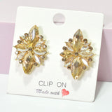95946, MARQUISE RHINESTONE ACCENT EVENING CLIP ON EARRING, WEDDING, BRIDAL, PROM