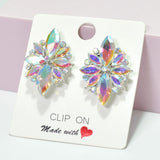 95946, MARQUISE RHINESTONE ACCENT EVENING CLIP ON EARRING, WEDDING, BRIDAL, PROM
