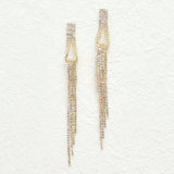 95953, PAVE RHINESTONE LONG DROP EARRING, WEDDING, BRIDAL, PROM