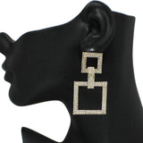 95958, SQUARE PAVE RHINESTONE EARRING, WEDDING, BRIDAL, PROM