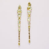 95971, MULTI SHAPE RHINESTONE LONG DROP DANGLE EARRING
