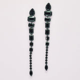 95971, MULTI SHAPE RHINESTONE LONG DROP DANGLE EARRING