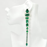 95971, MULTI SHAPE RHINESTONE LONG DROP DANGLE EARRING
