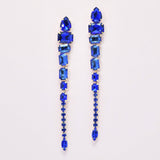 95971, MULTI SHAPE RHINESTONE LONG DROP DANGLE EARRING