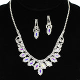 95996, MARQUISE ACCENT CRYSTAL RHINESTONE NECKLACE SET, WEDDING, BRIDAL, PROM