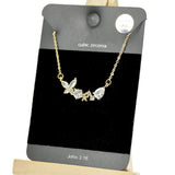 96003, MULTI RHINESTONE BUTTERFLY CUBIC ZIRCONIA NECKLACE