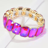 96015, RECTANGLE RHINESTONE STRETCH BRACELET, WEDDING, BRIDAL, PROM