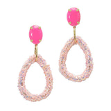 Rhinestone Accent with Glitter Teardrop Dangle Earring