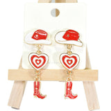Western HAT & Boots Enamel Dangle Earring