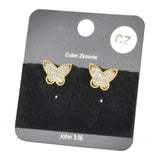 96043, BUTTERFLY CUBIC ZIRCONIA STUD EARRING