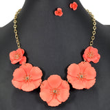 96064, MATTE FINISH FLOWER STATION NECKLACE