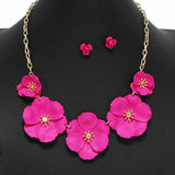 96064, MATTE FINISH FLOWER STATION NECKLACE