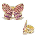 96092, BUTTERFLY PAVE RHINESTONE STRETCH RING