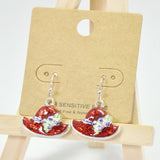 Glitter Accent HAT Enamel Dangle Earring