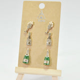 Margarita Wine Bottle Pave Stud Earring SET
