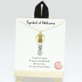 96171, GOLD DIPPED, "SYMBOL OF WELCOME" PINEAPPLE ENGRAVED NECKLACE