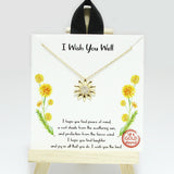96172, GOLD DIPPED, "I WISH YOU WELL" DAISY FLOWER NECKLACE