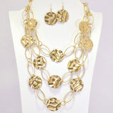 96187, HAMMERED GEOMETRIC LAYERED NECKLACE