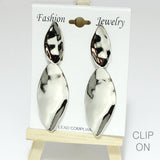 96203, 3.25"L, GEOMETRIC METAL CLIP ON EARRING