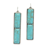 2.5"L, Western Rectangle Turquoise Stone Earring