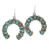2.75"L, Western Squash Blossom Turquoise Stone Earring