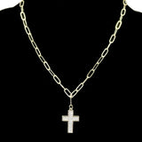96227, CROSS CUBIC ZIRCONIA PENDANT NECKLACE