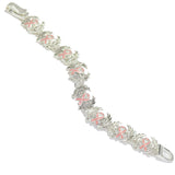 96423, PINK RIBBON ENAMEL MAGNETIC CLOSURE BRACELET