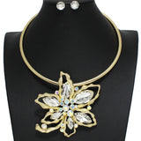 96426, FLOWER RHINESTONE CHOKER NECKLACE