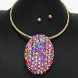 96428, OVAL RHINESTONE CHOKER NECKLACE