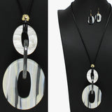 96448, OVAL CELLULOID ACETATE LONG ADJUSTABLE PENDANT NECKLACE